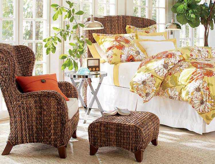 Плетеная мебель для спальной комнаты